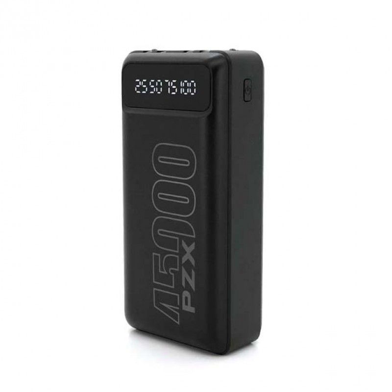 Power Bank PZX C166 45000 mAh 1xUSB/1Micro-USB Портативний Акумулятор Повербанк із вбудованими кабелями USB for Type-C/MicroUSB/Lightning зовнішній акумулятор павербанк Чорний