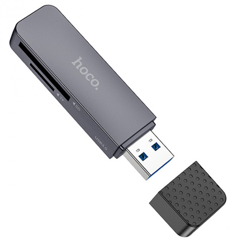 Картридер HOCO HB45 Spirit 2в1 (USB3.0 to SD + TF3.0) для телефонів, камер, відеореєстраторів Сірий