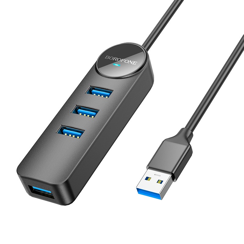 HUB BOROFONE DH5 (USB-A to USB3.0*4) (1.2m) Чорний